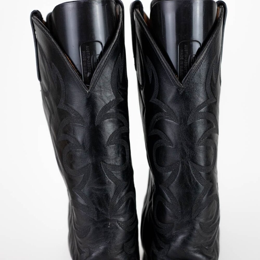 El Dorado Handmade Boot Men's Black Leather Western Cowboy Boots Size 10.5 - Picture 13 of 16